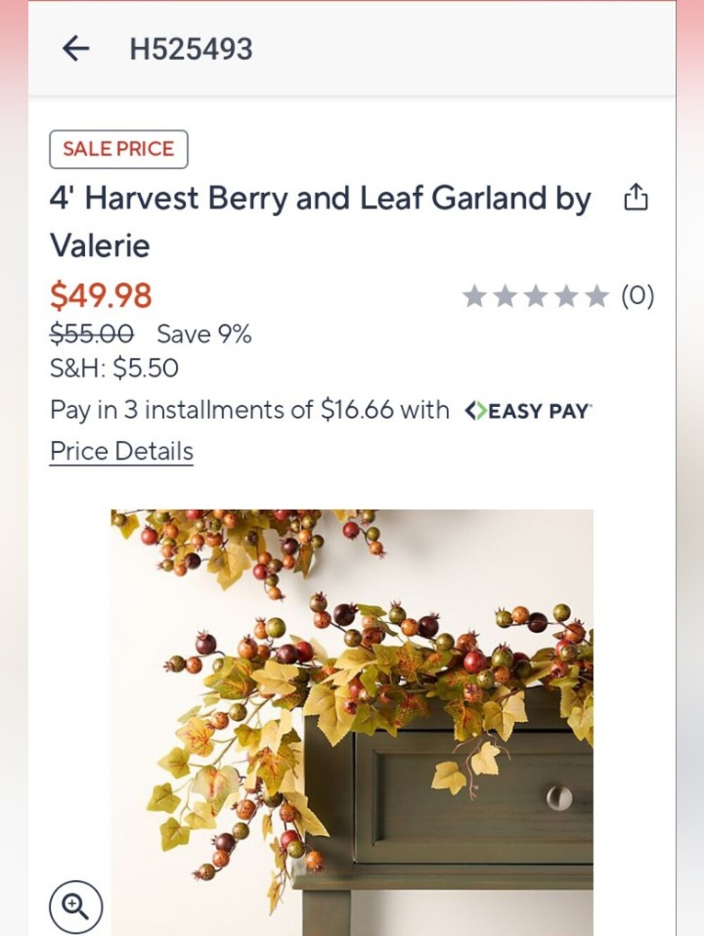 Harvest Berry & Leaf Garland- 4ft Long, By Valeri/QVC..NEW ....ITEM IN BOX - Picture 6 of 12